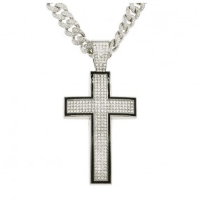 Hip hop men  Rapper singers full diamond cross pendant Cuban chain necklace accessories hipster personality hip hop jazz dance ornaments